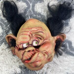 Paper Magic Group Ugly Troll Hairy Adult Rubber Goofy Halloween Mask Vtg 1999